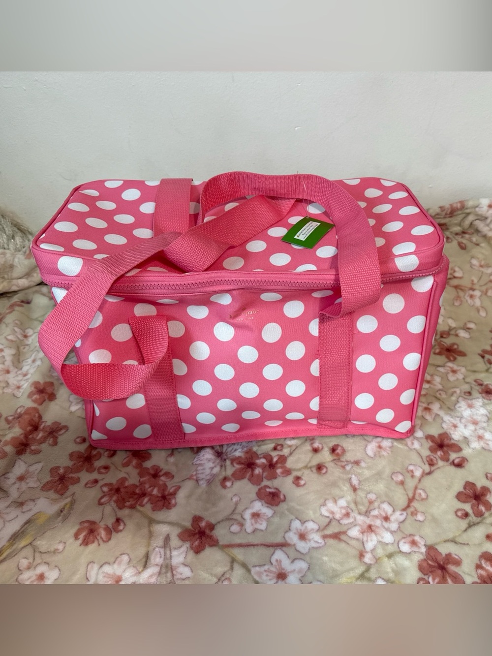 Kate Spade Insulated Cooler Bag Pink With White Polka Dots New